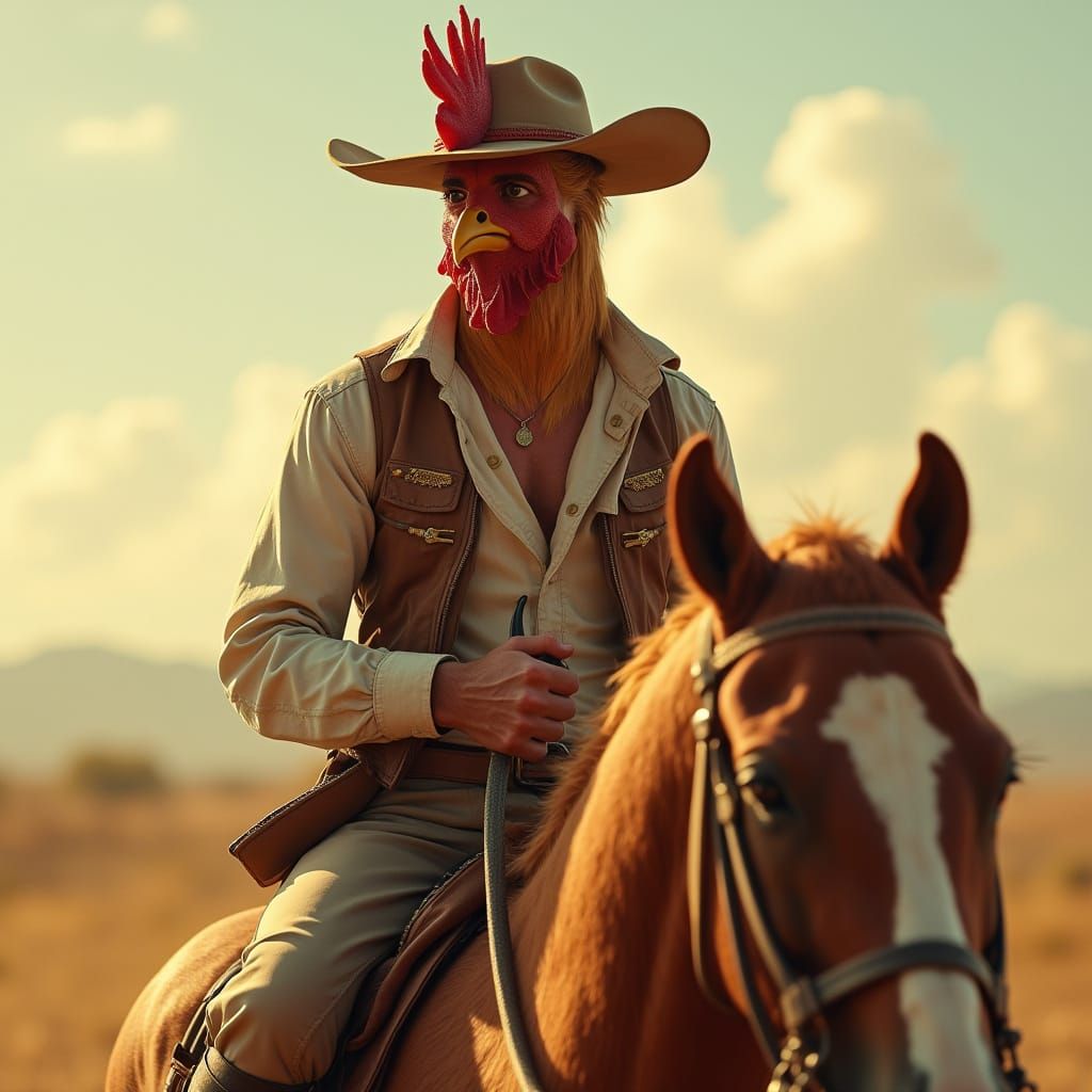 Rugged Cowboy Chicken Rider