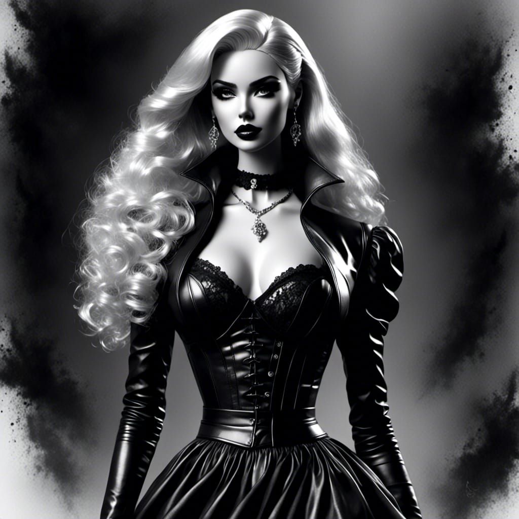 Monochrome Portrait of a Deadly Blonde with Beretta