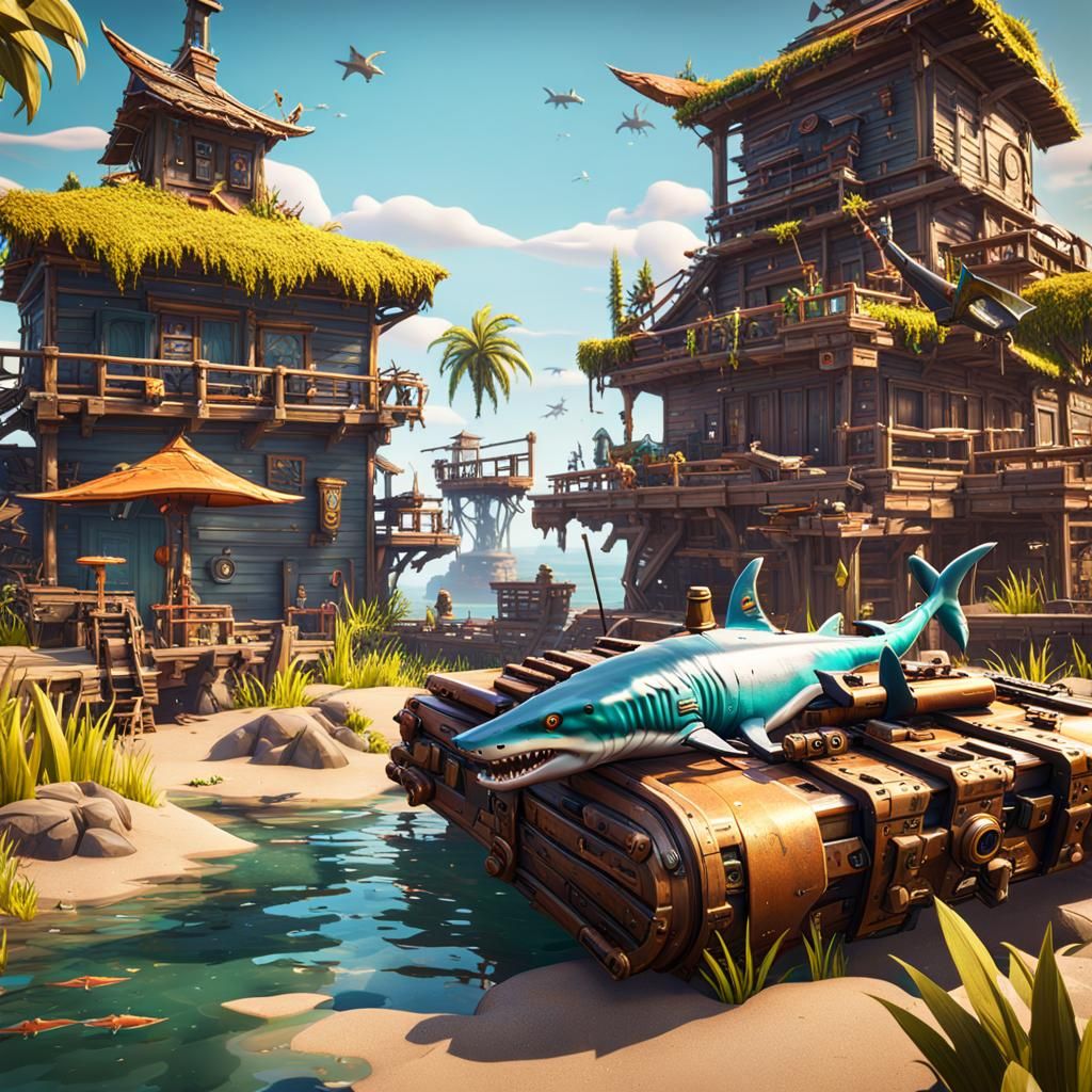 Fortnite Base with Weapons: Fantasy Concept Art