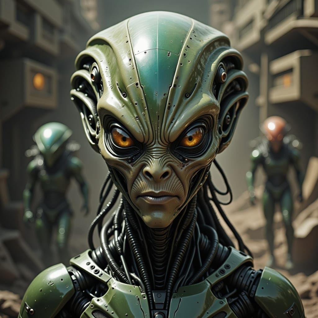 Surreal Humanoid Alien in Exotic Action Pose