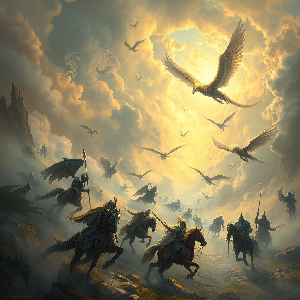 Mythical War in Ethereal Landscape