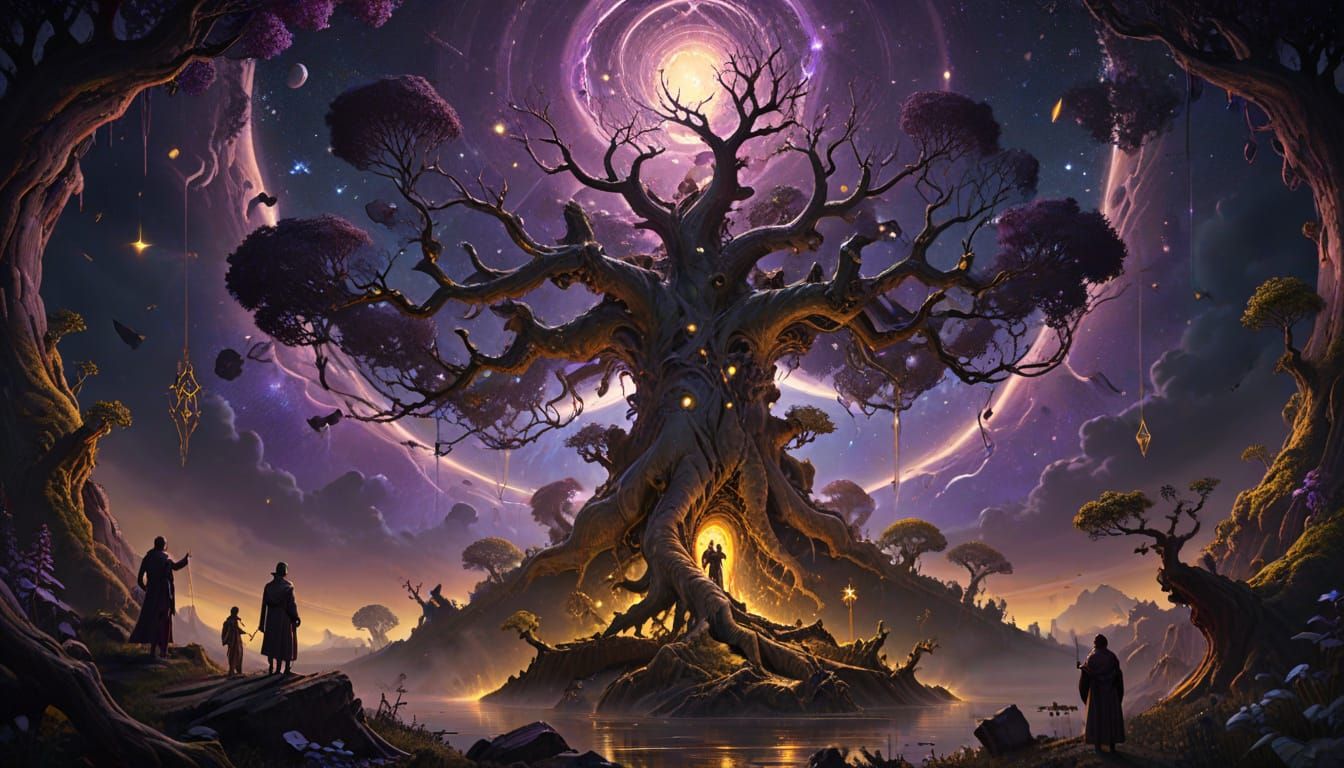 Ancient Cosmic Tree Spanning Dimensions
