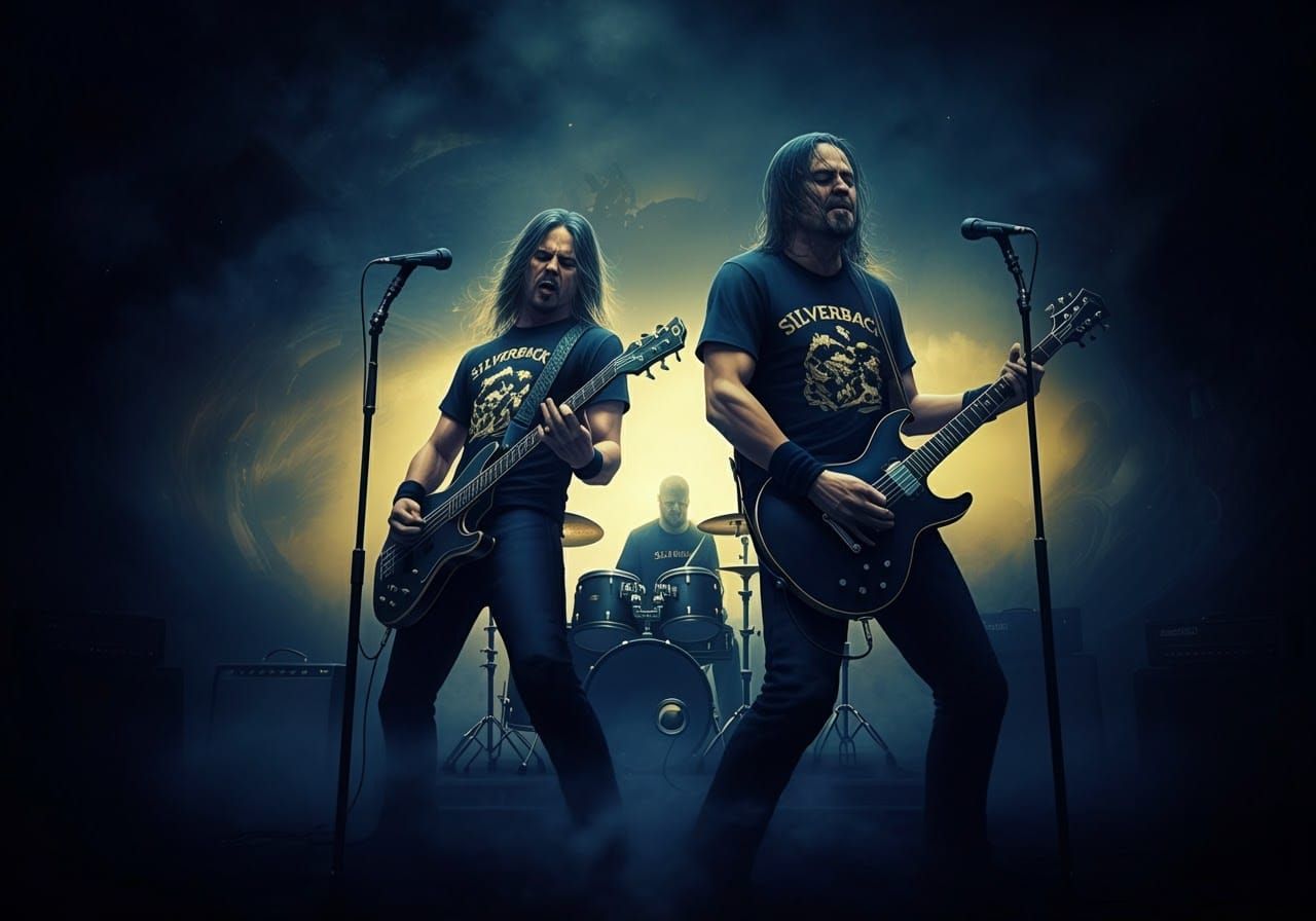 Guitarists in Indigo and Gold: An Unreal Engine 5 Matte Pain...