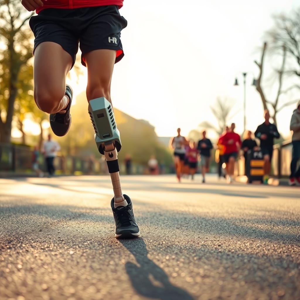 Marathon Runner with Prosthetic Legs