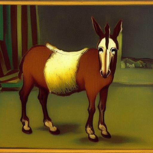 Distressed Donkey: Expressionist Painting Inspired by Master...
