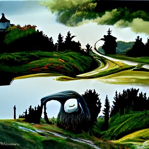 Ghibli-esque Winding Road Landscape