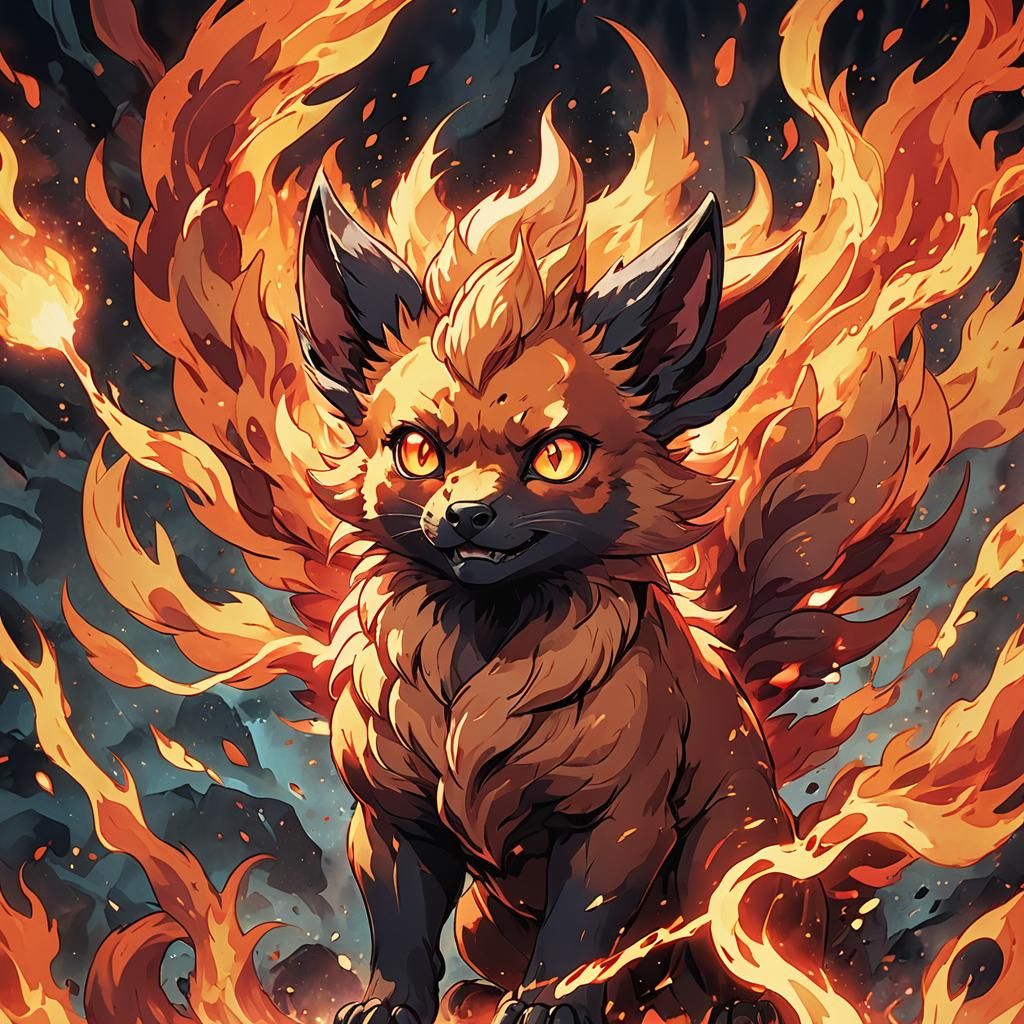 Demonic Vulpix Anime Illustration in Studio Trigger Style