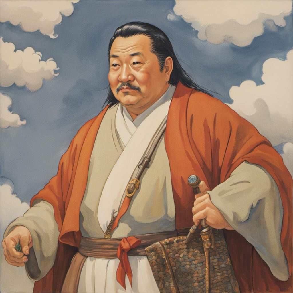 Fantasy Portrait: Chubby Man in Watercolor Style