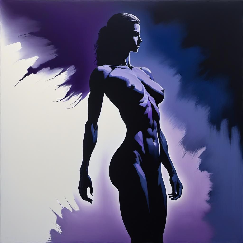 Powerful Silhouette in High-Contrast Painting