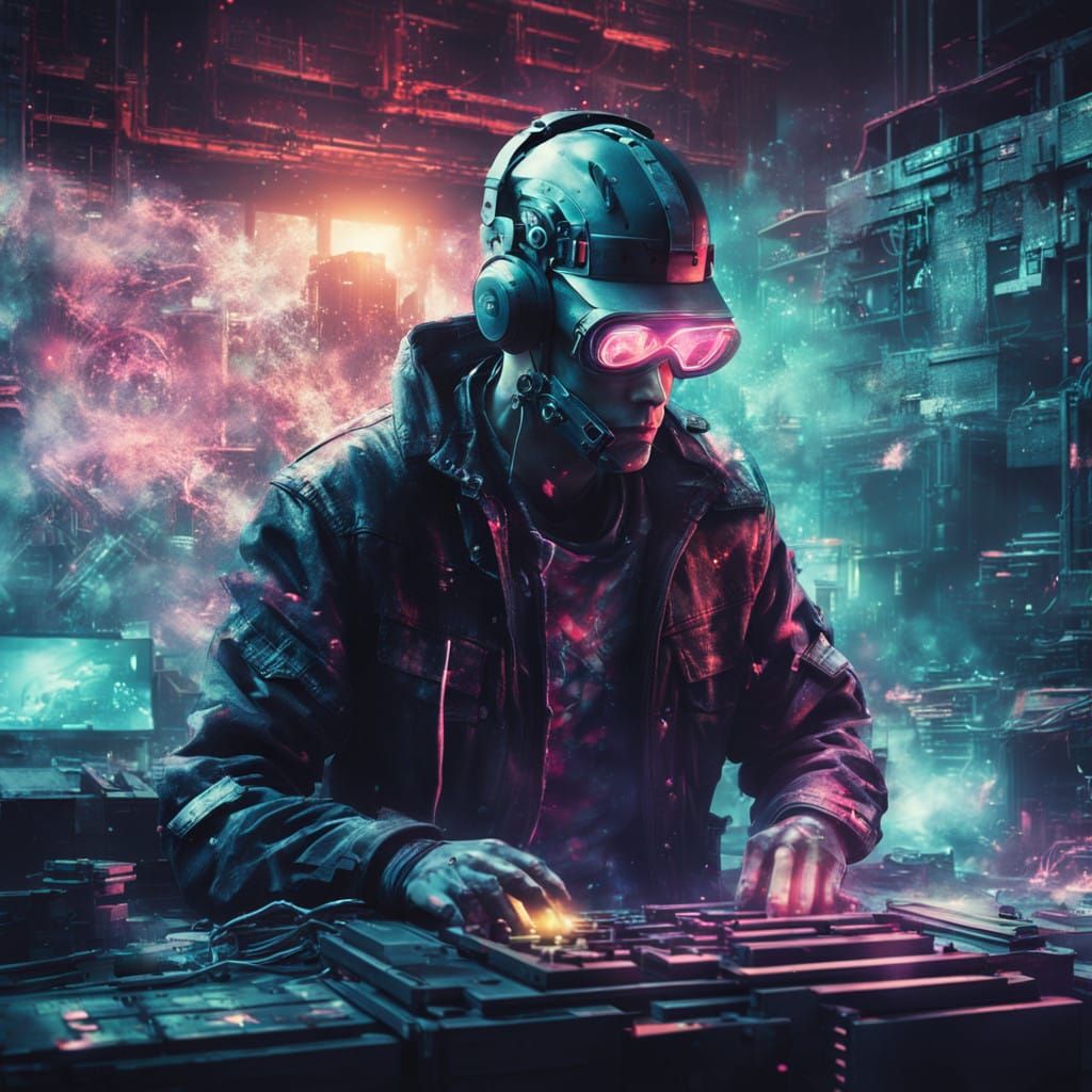 Cyberpunk Rebel in Midnight Fantasy