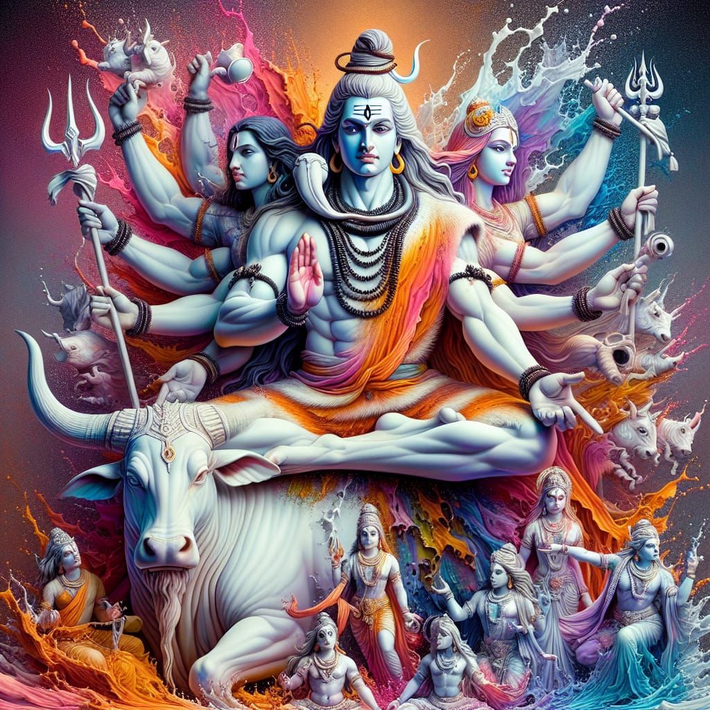 Lord Shiva on Nandi, Hyperrealistic Concept Art