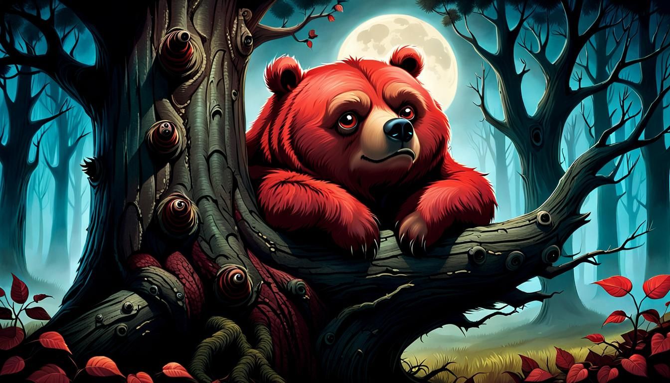 Gentle Giant Bear Struggles to Rest in Treetop Slumber