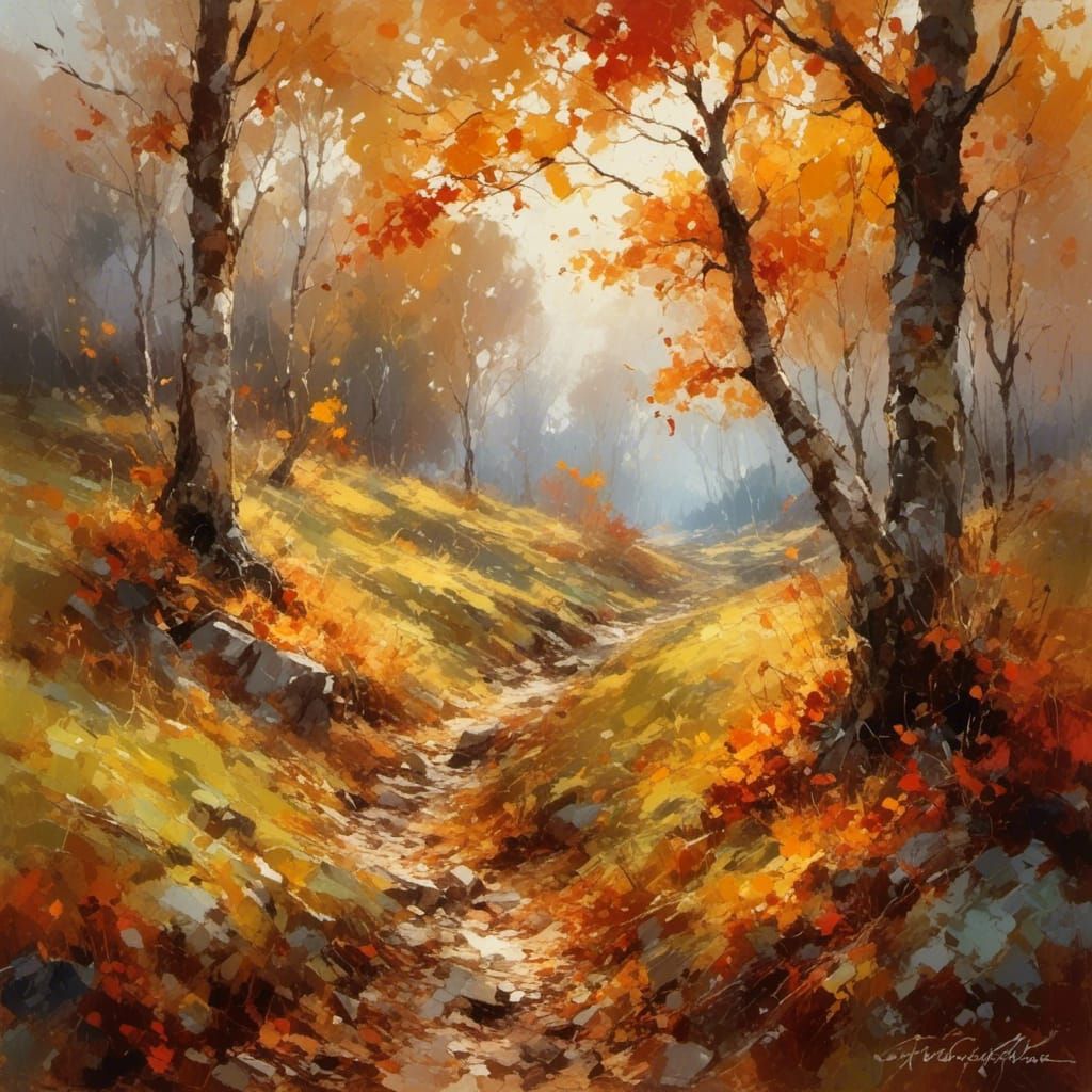 Realistic Autumn Landscape Painting