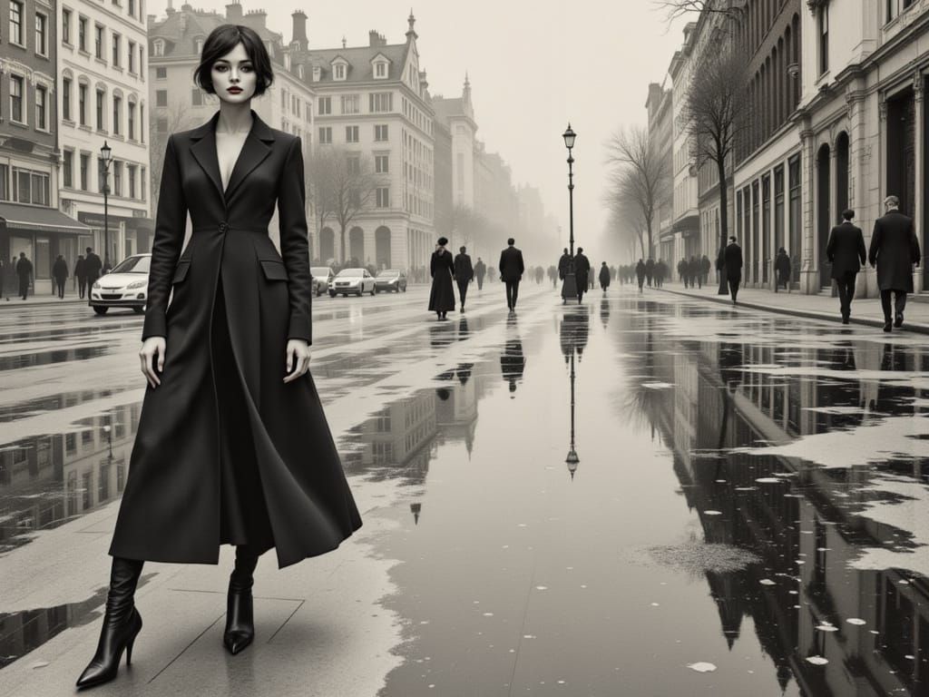 Surrealist Cityscape in Moody Monochrome