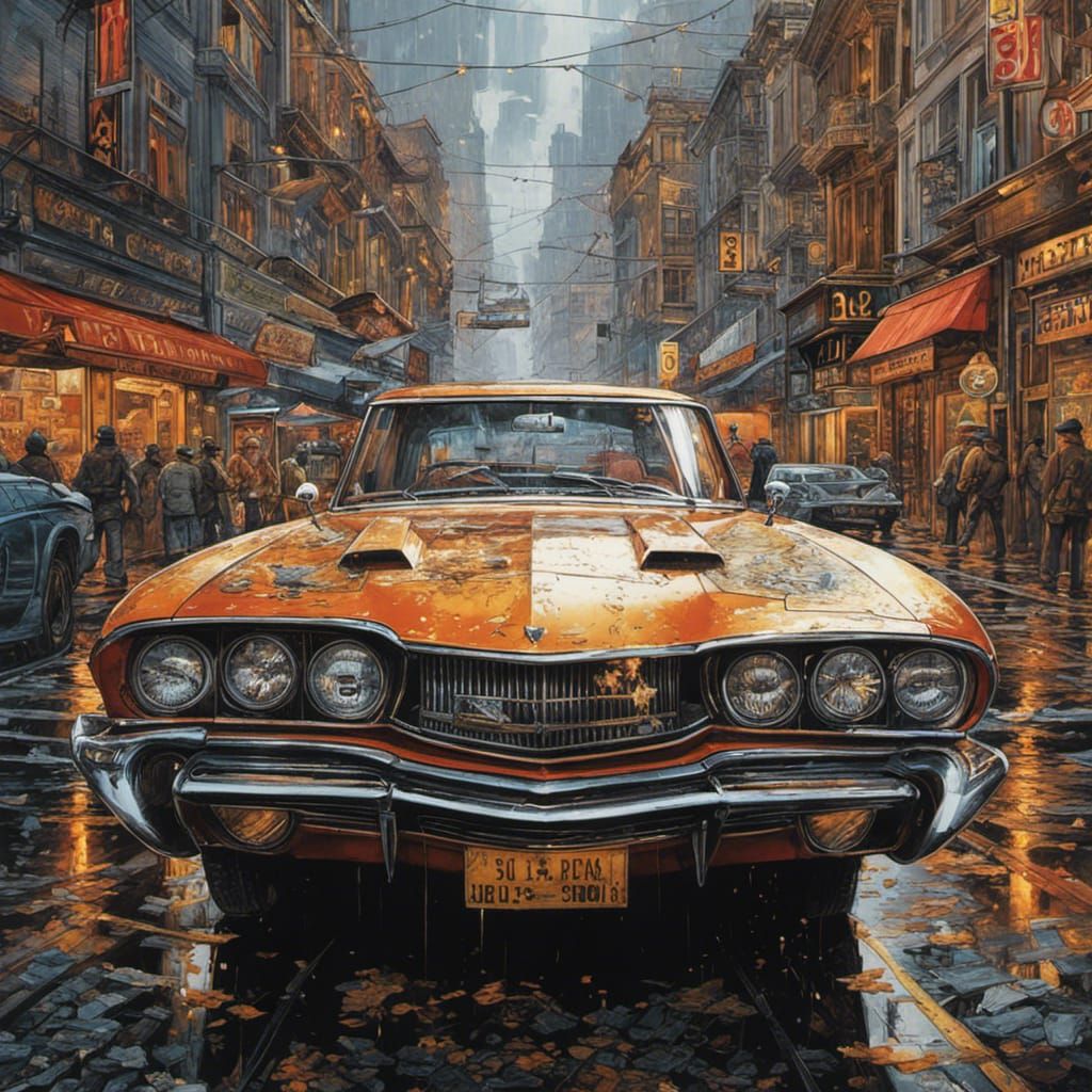 Amazing Car with Jets in Comic Book Art Style