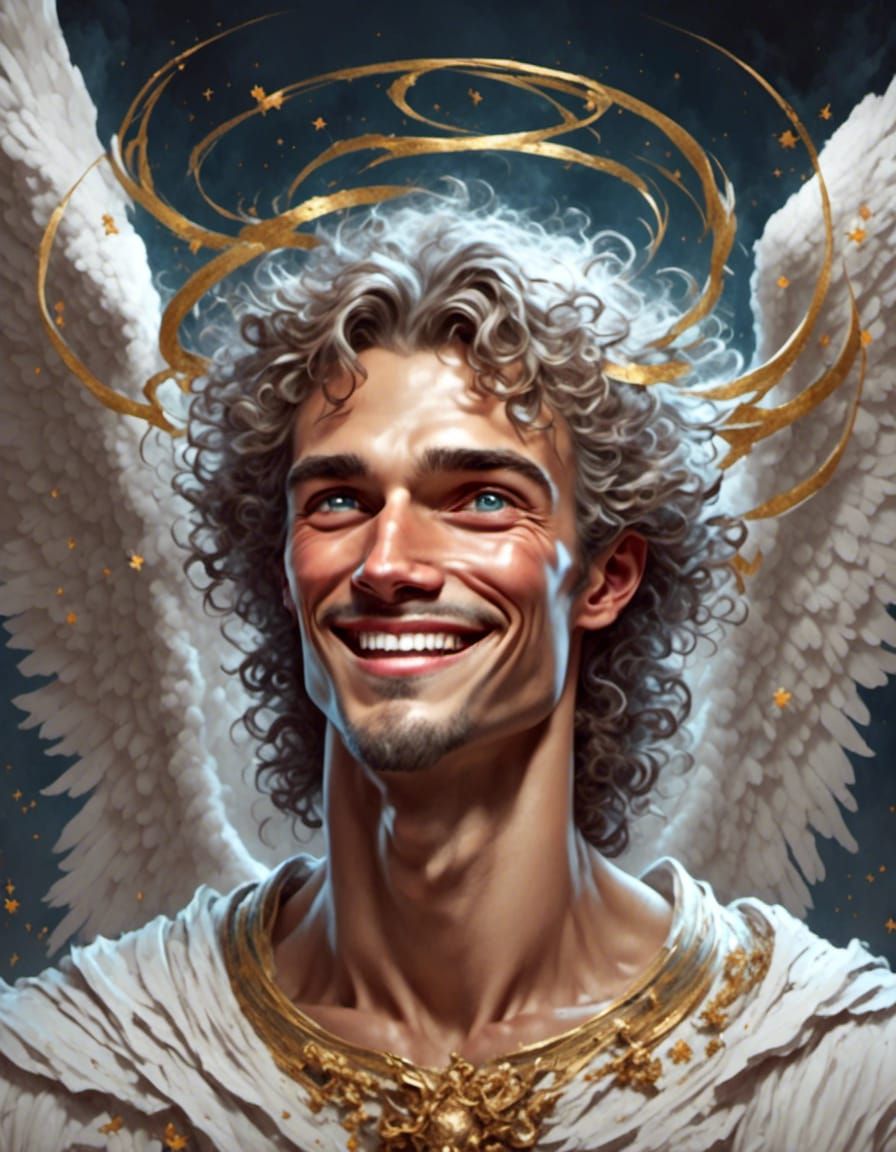 Serene Angelic Man with Piercing Eyes