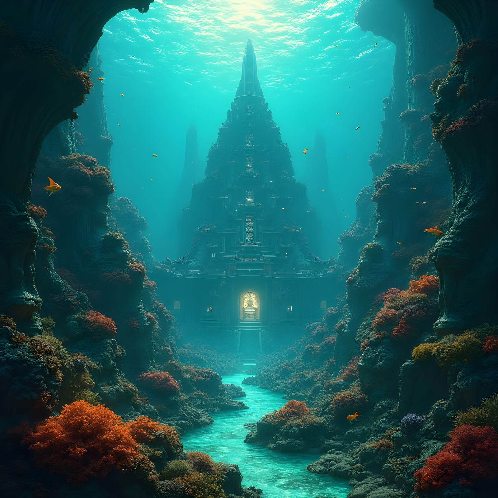 Vibrant Underwater Metropolis in Hyperrealistic Detail