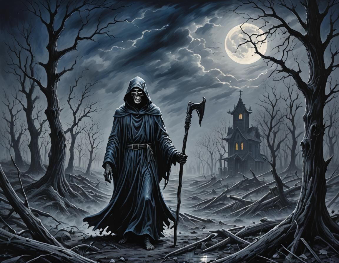 Grim Reaper in Neo-Impressionist Expressionist Style