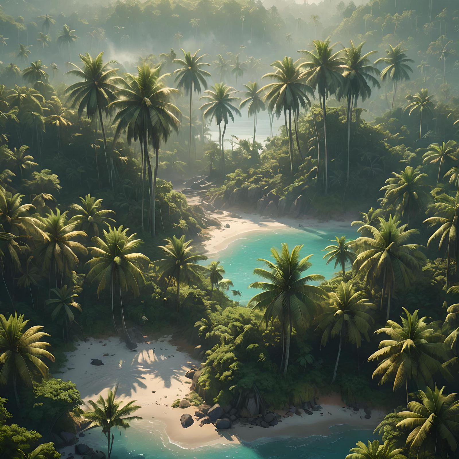 Beautiful Island: Detailed Matte Painting in Deep Color