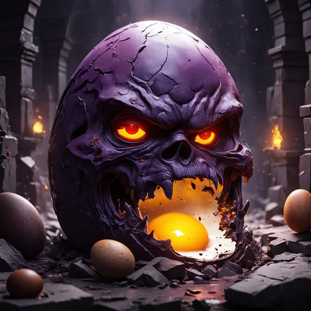 Dark Fantasy Art: Egg with Pained Faces