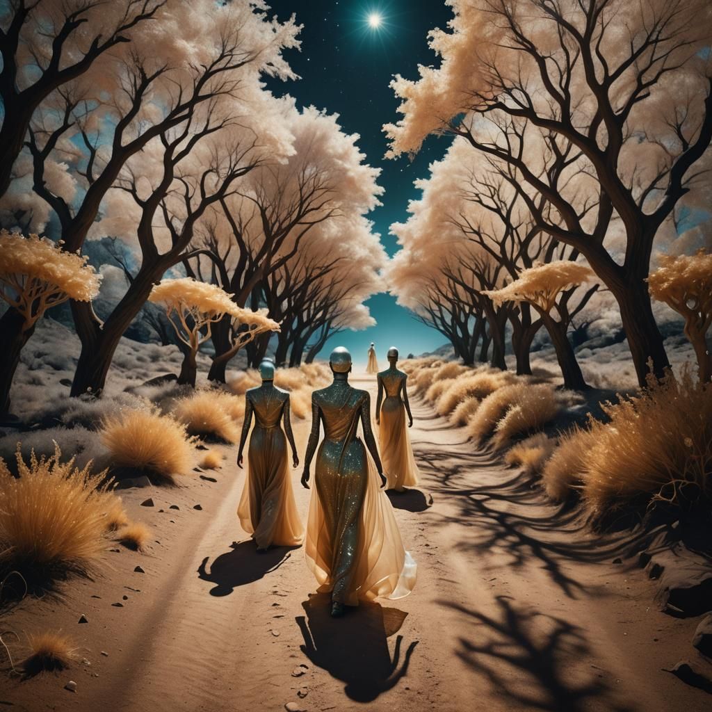 Surreal Creatures on a Shimmering Path