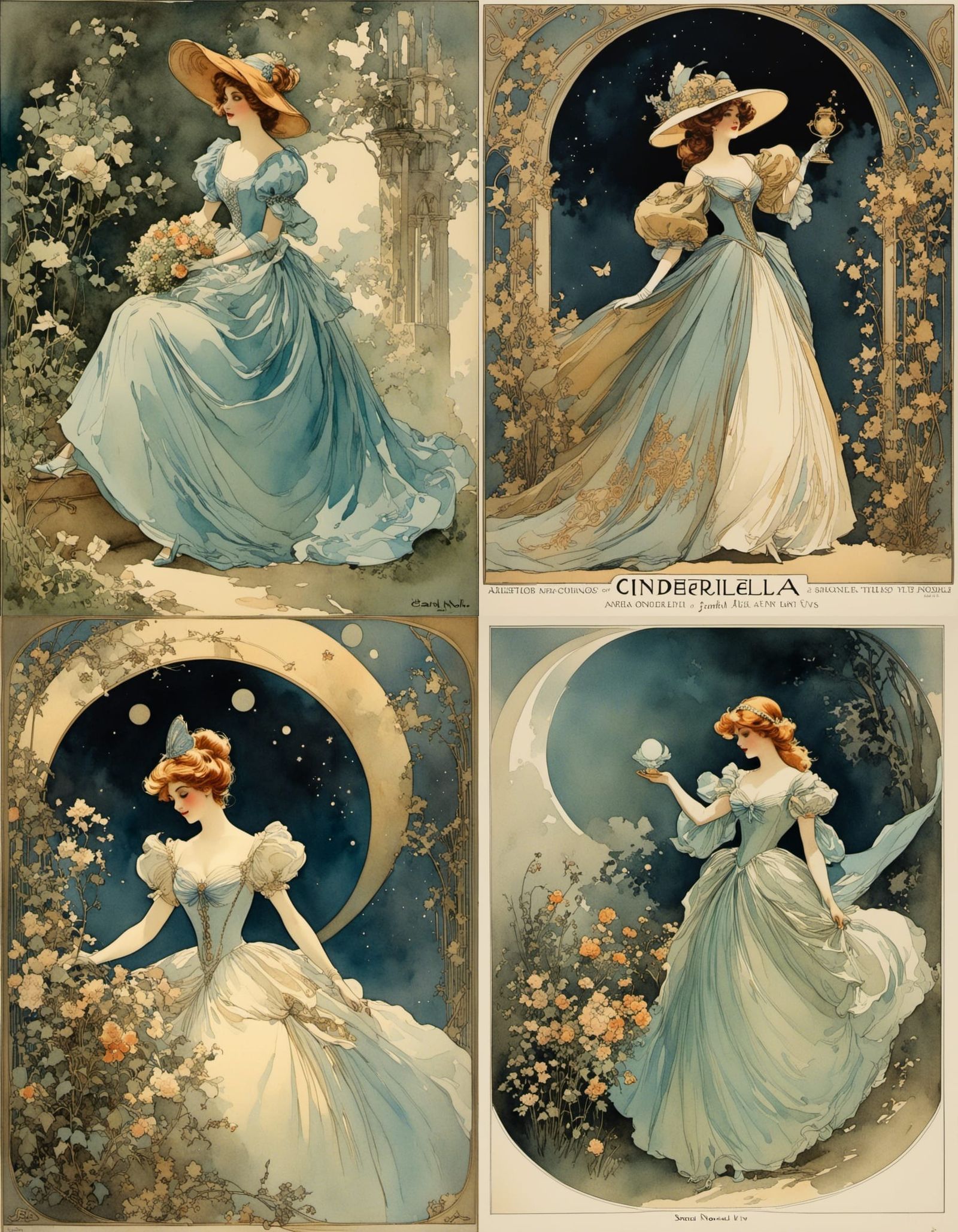 Cinderella in Romantic Watercolor Style