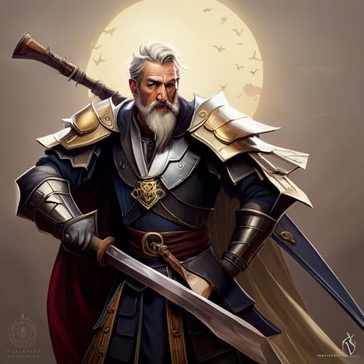 The Old Knight and the Windmill: Hyperdetailed Portrait