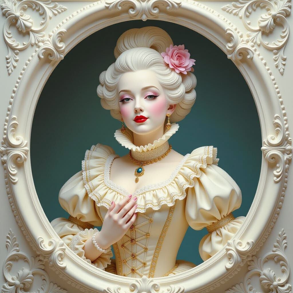 Vanilla Ice Cream Bust in Surrealist Style