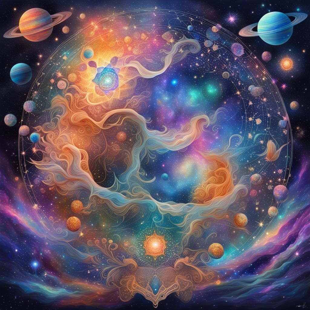 Cosmic Illustration of Friendship and Love
