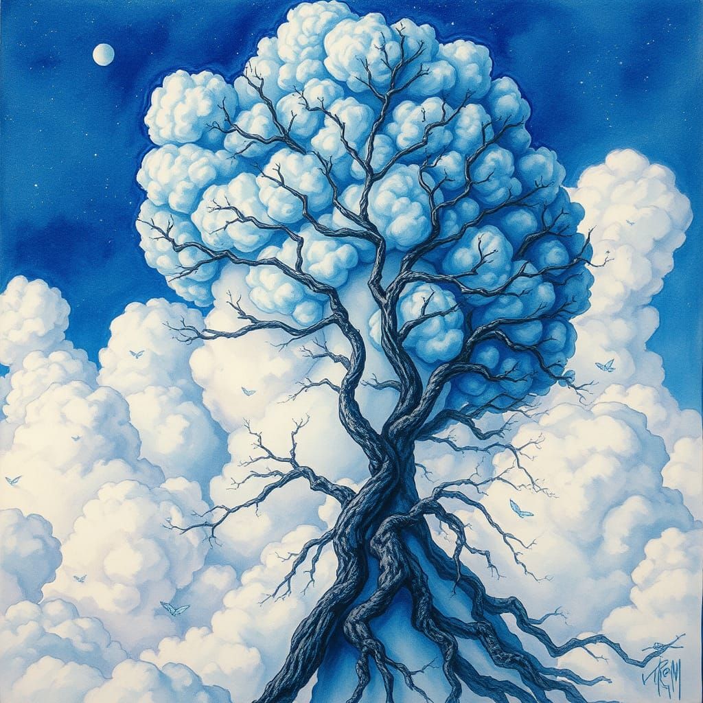 Blue Avatar in Cumulonimbus Cloudscape