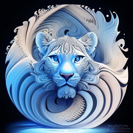 Abstract Vector Fractal of Simba with Zentangle