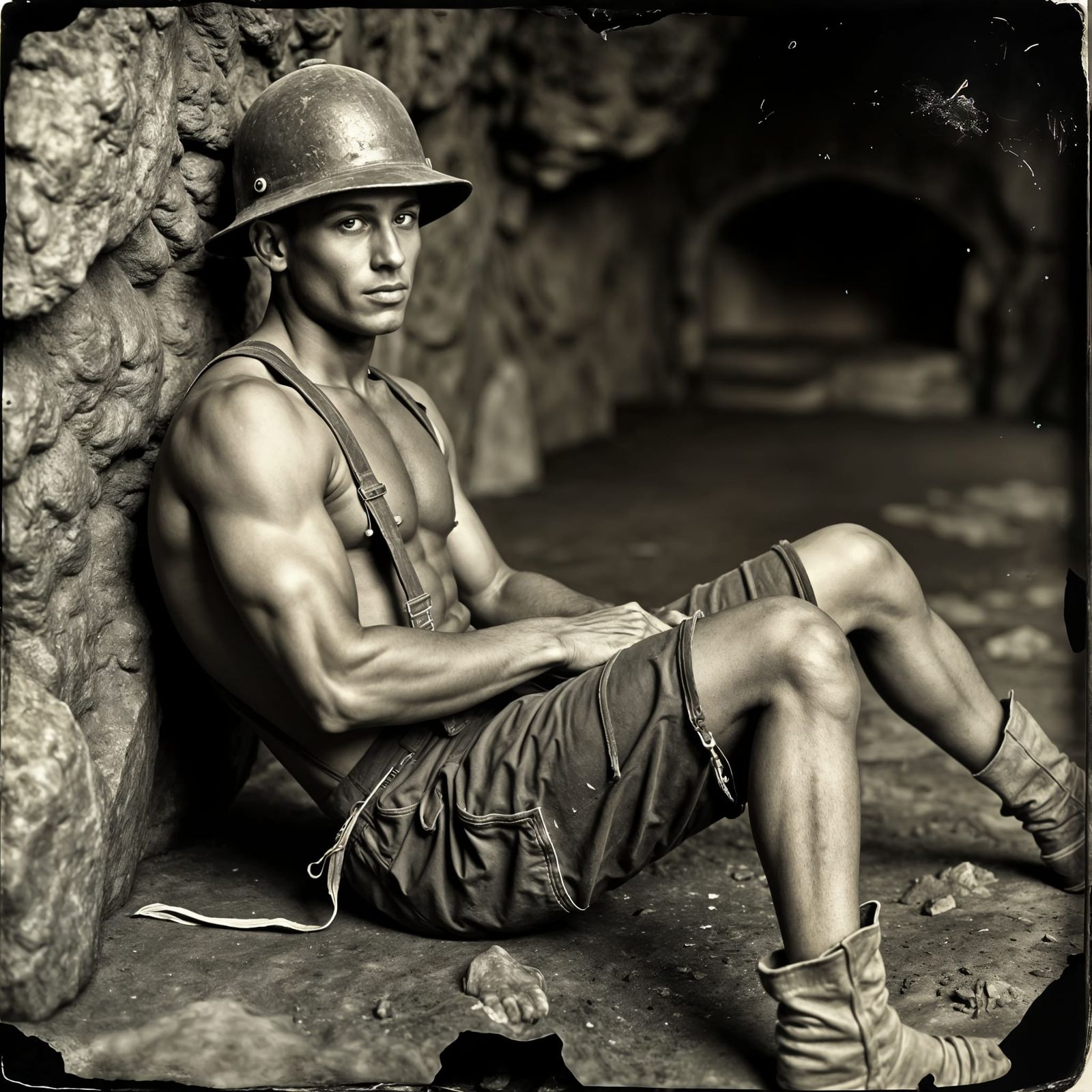 Vintage Miner's Portrait in Sepia Tone