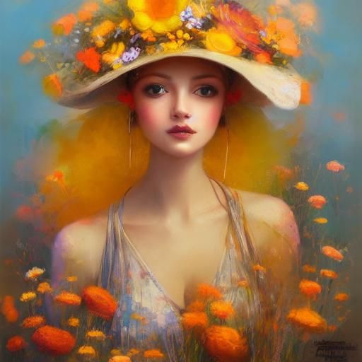 Flower hat lady