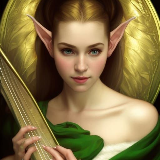 Christmas Elf Portrait in Art Nouveau Style