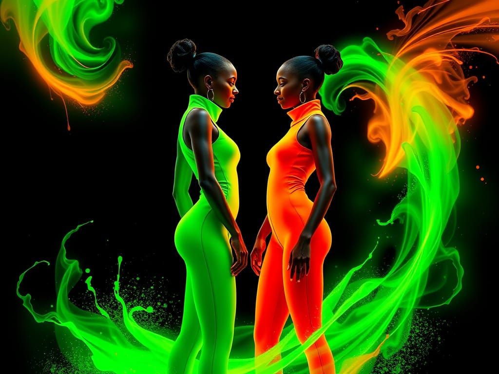 Neon Twins in a Futuristic Style