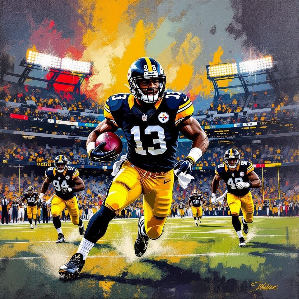 Pittsburgh Steelers Football Action in Vibrant Dynamic Light...