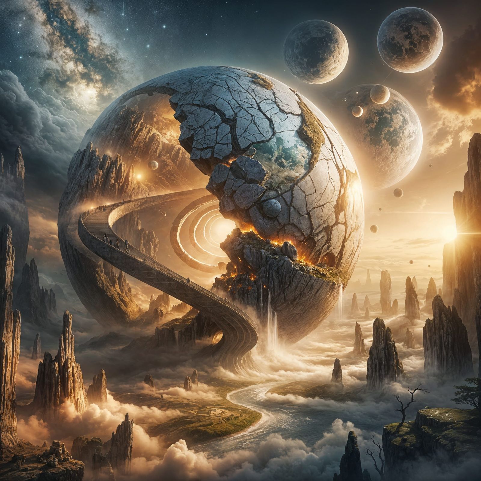 Surreal Stone Sphere Reveals Enchanting Dinosaur World