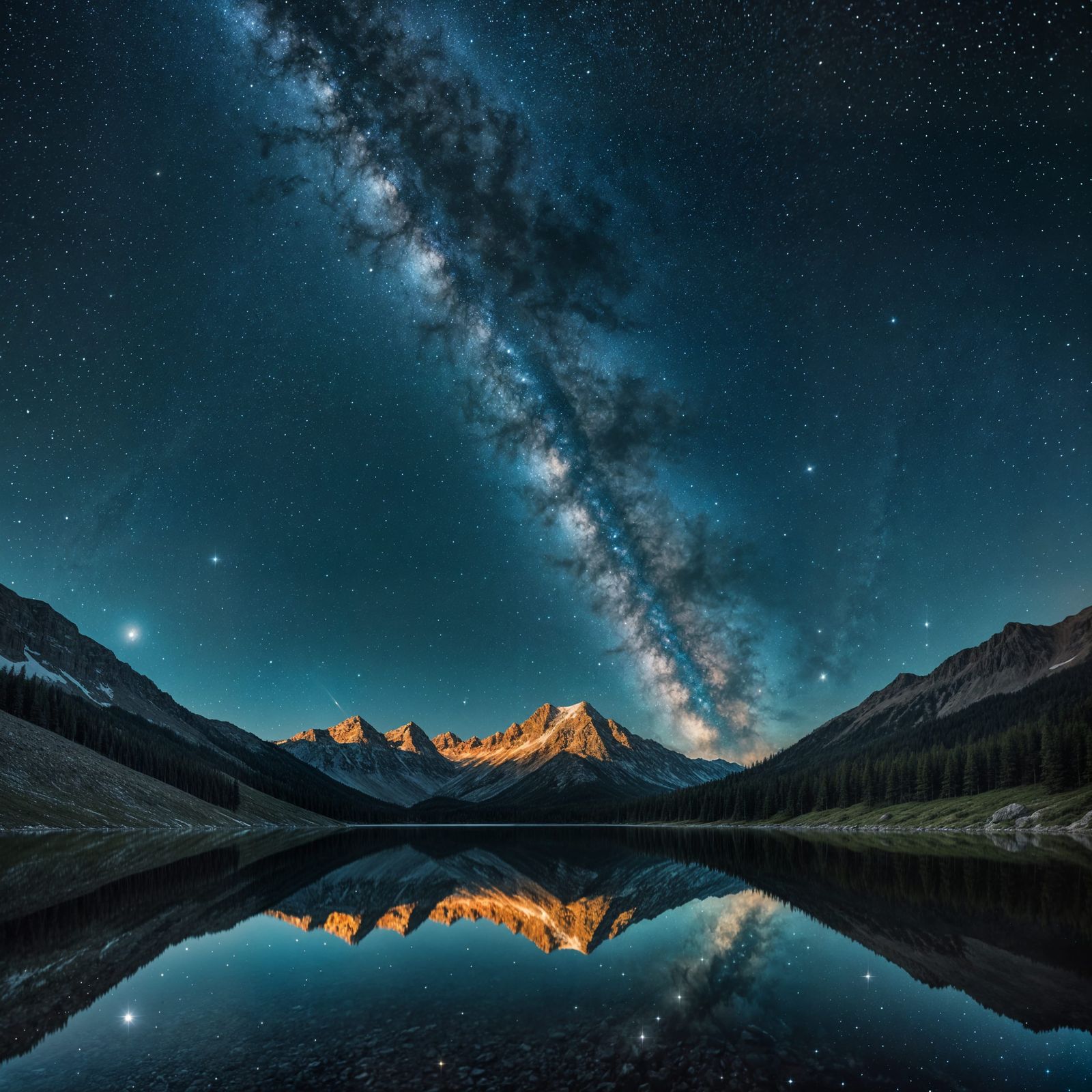 Spectacular Milky Way Reflection in Mountain Lake