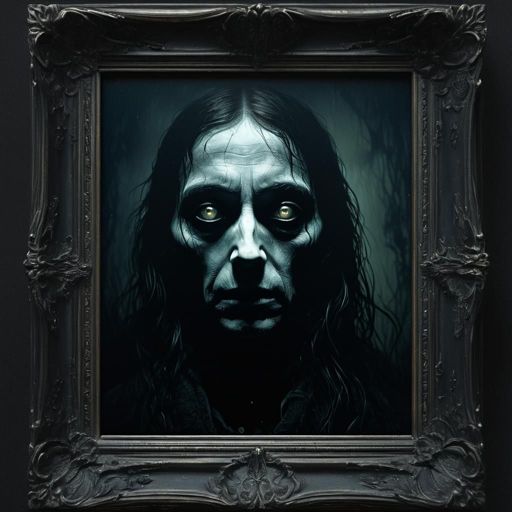 Gothic Horror Photograph with Glowing Eyes