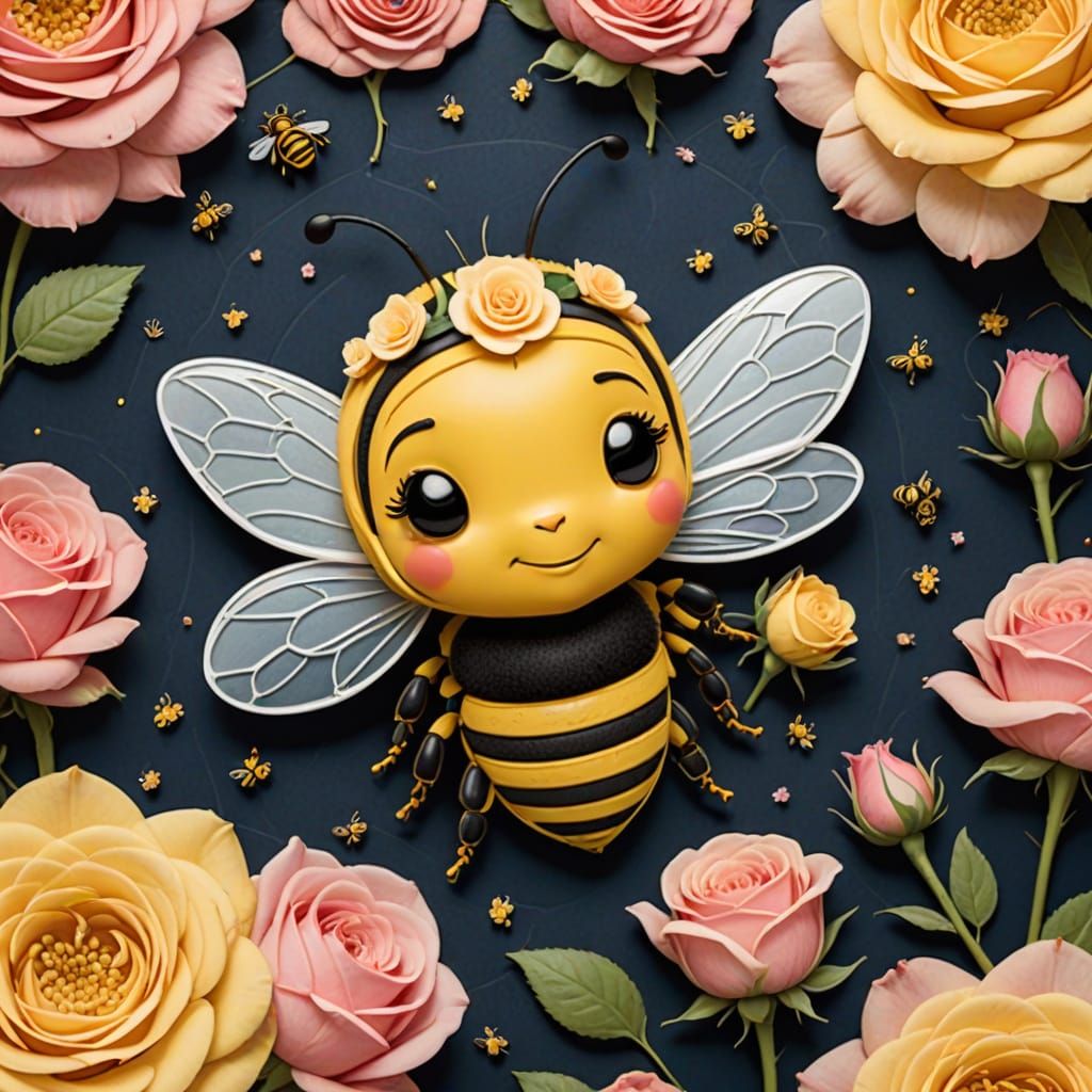 Princess Bee Sleeping Among Roses