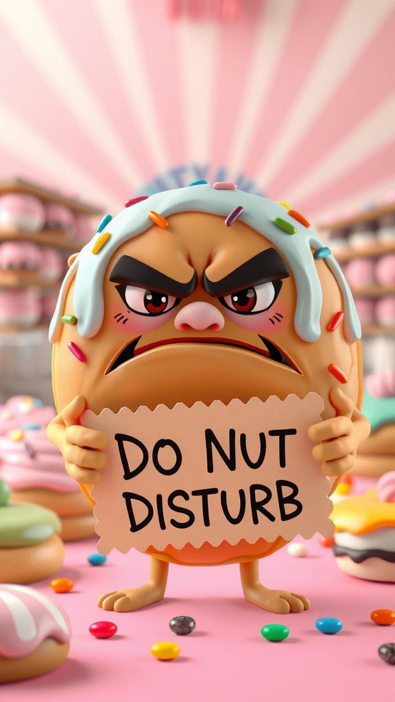 Grumpy Donut As 3D Digital Art