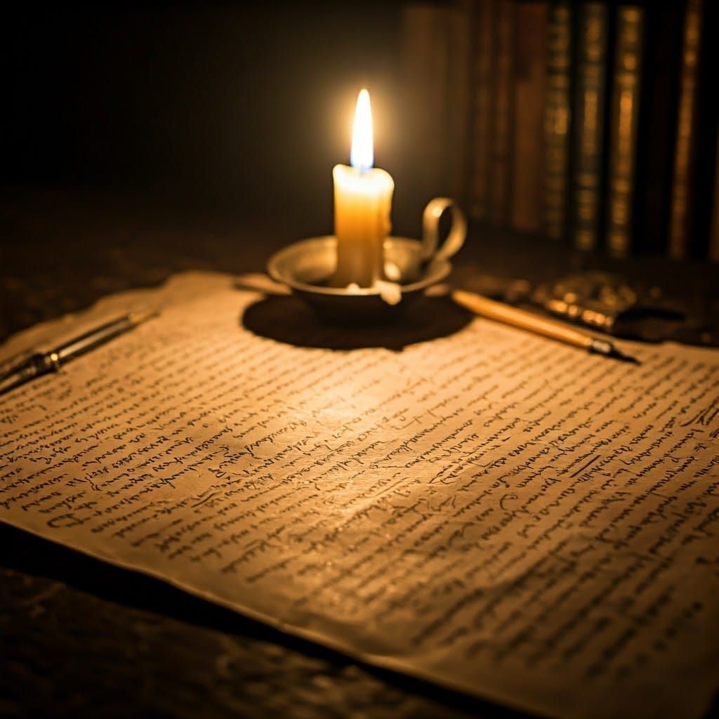 Hyperdetailed Gothic Calligraphy on Old Parchment