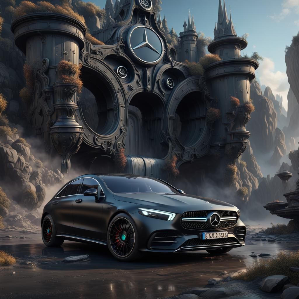 Black Mercedes-Benz 2023: Detailed Matte Painting