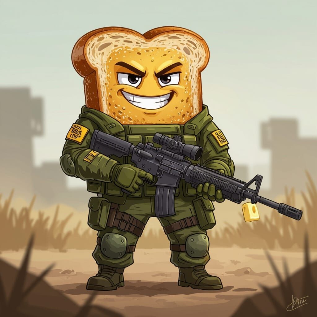 Tactical Toast Soldier Meme Character