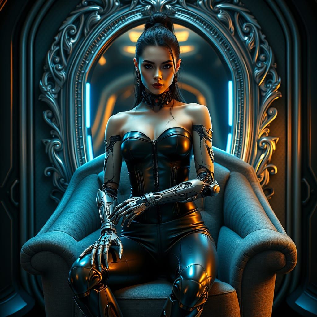 Cyborg Goddess in Futuristic Luxe