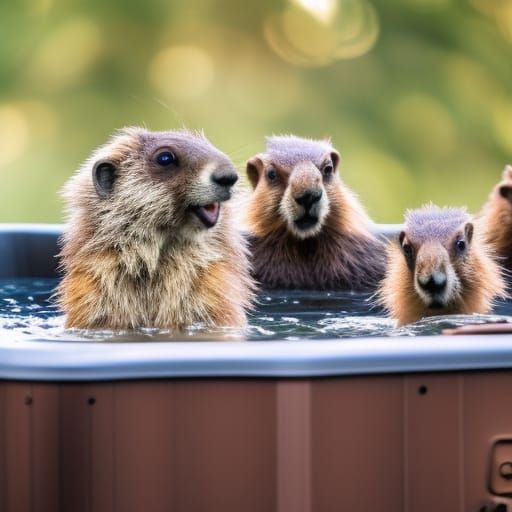 marmots in the hot tub