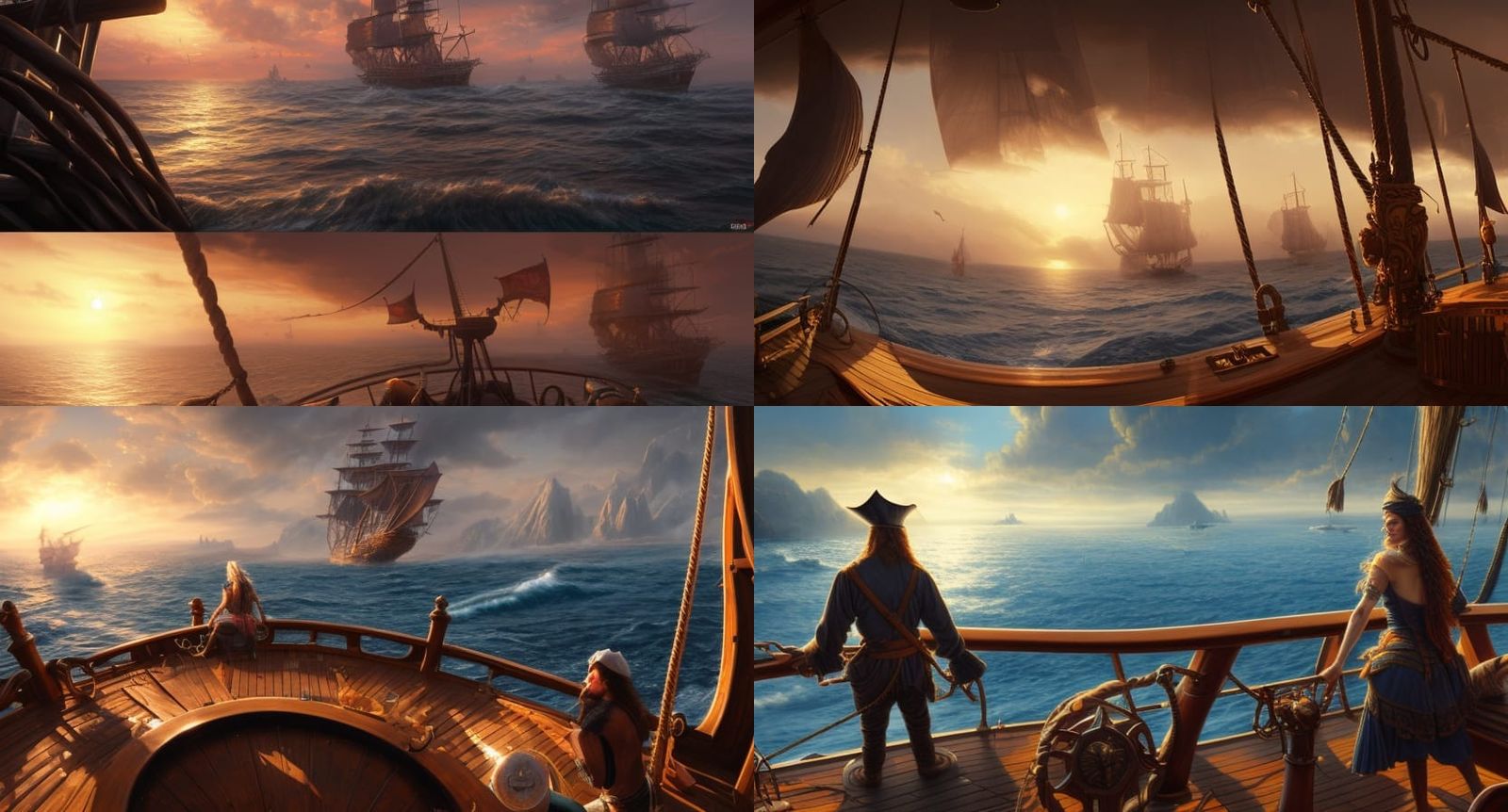 Pirate Ship at Sunset: Hyper-Realistic Digital Art