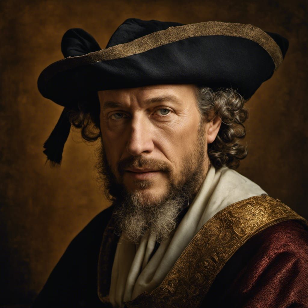 Medieval Artist Portrait in Oil Painting Style