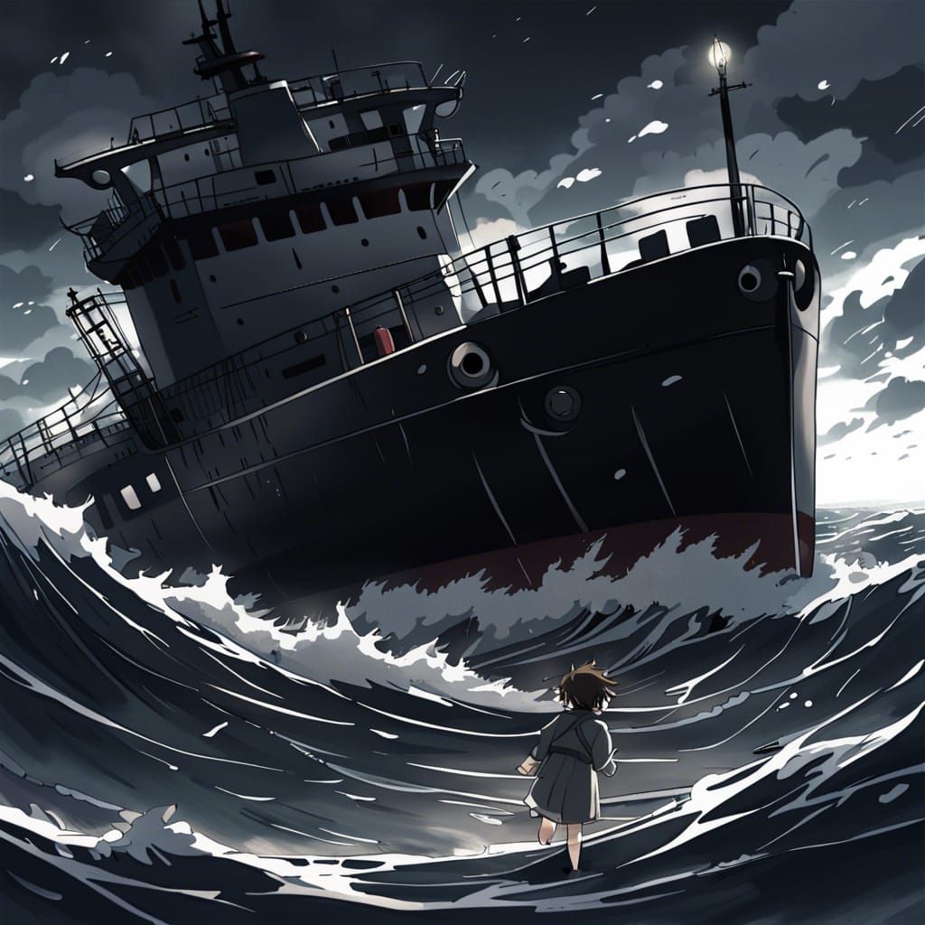 Ship in Stormy Seas, Anime Style