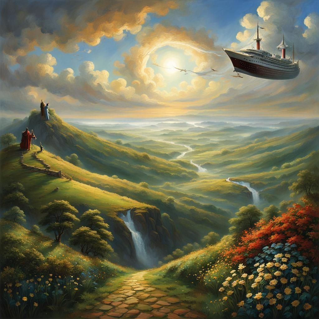 Spaceship Lands on Asguard: Detailed Matte Painting